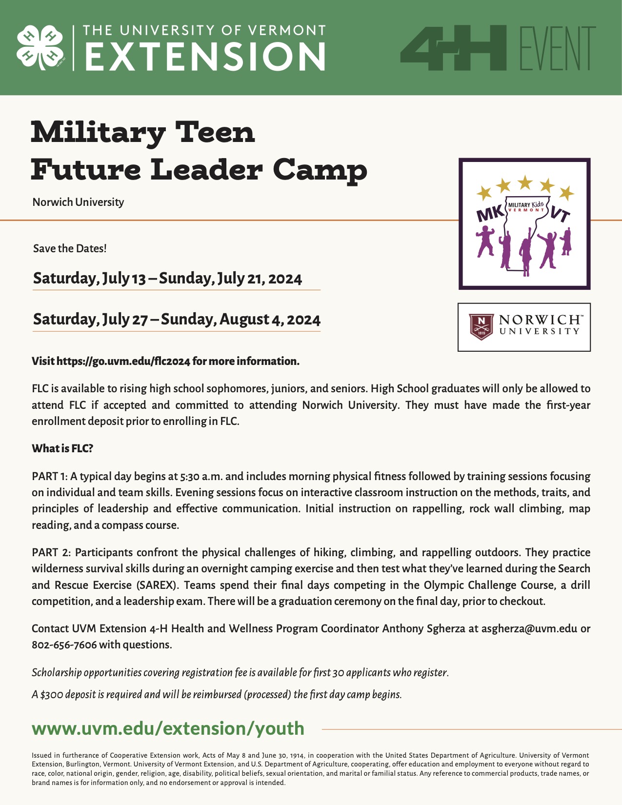 military teen future leader camp