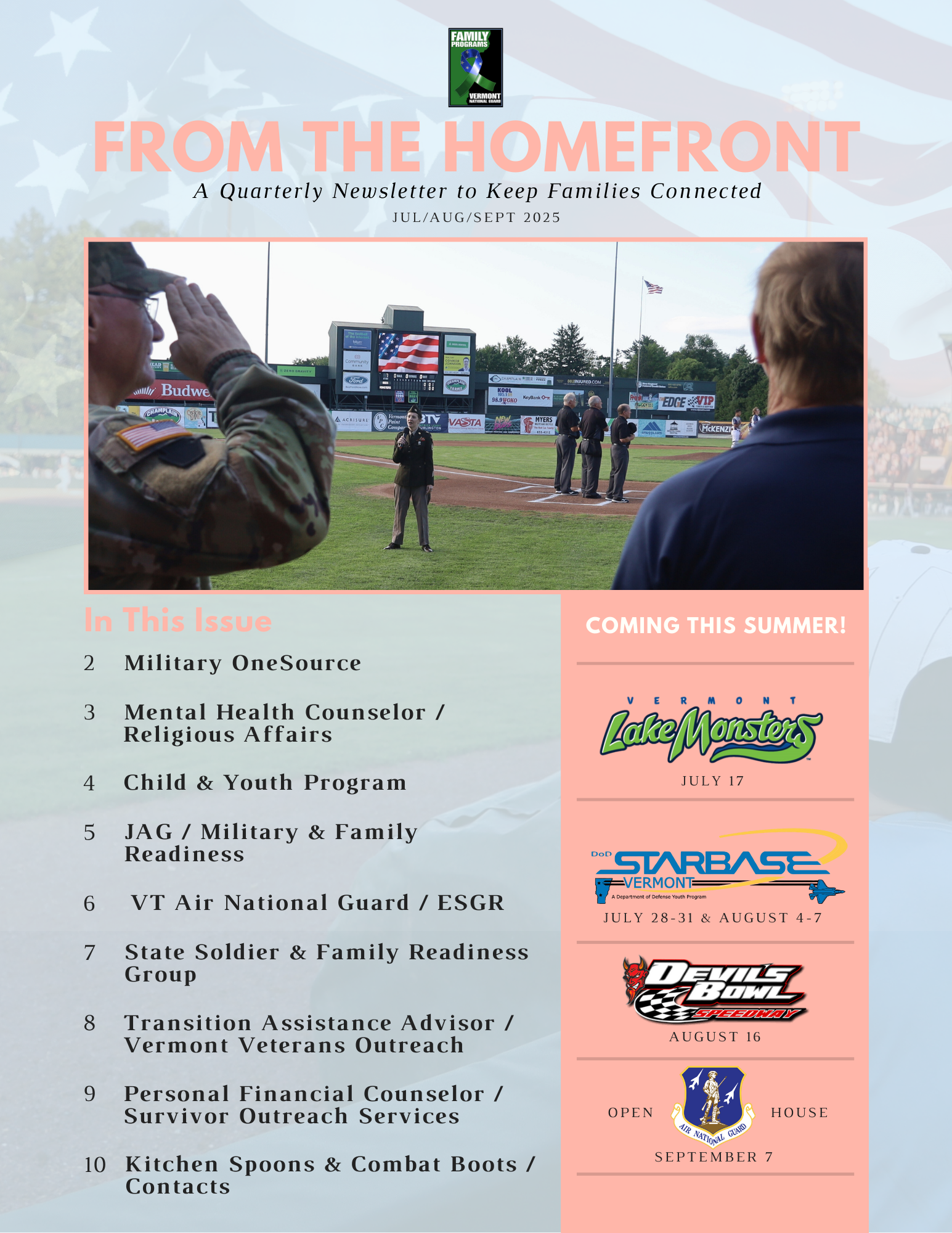 VTNG Family Programs July Aug Sept Newsletter from the homefront